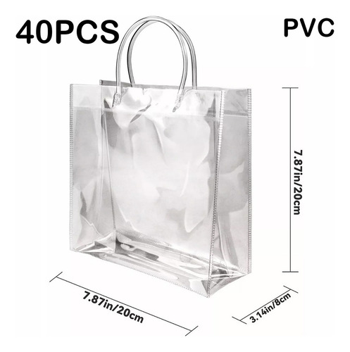 40 Bolsa Regalo Con Asa Transparentes Boda Bautizo Recuerdos