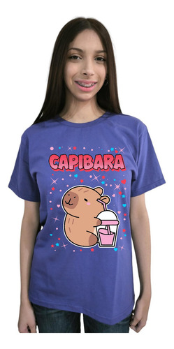 Polera Manga Corta Capibara Bebida Cod 001