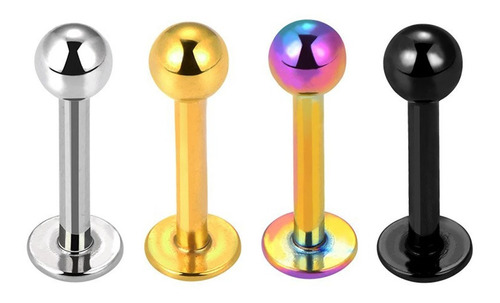 Pack De 4 Labret De Acero Quirurgico Colores