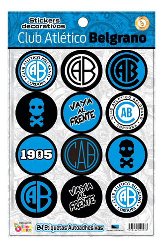 Stickers Plancha Belgrano De Cordoba 2u X 12 - Cotillón Waf