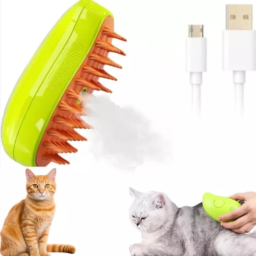 Cepillo de vapor para gatos, cepillo de aseo con vapor para gatos 3 en 1, cepillo  de vapor para gatos autolimpiante, cepillo de pelo de gato para eliminar el  pelo enredado y