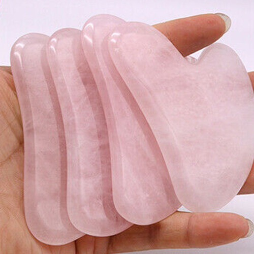 Piedra Guasha De Cuarzo Rosa Natural For Rostro, Cuello Y