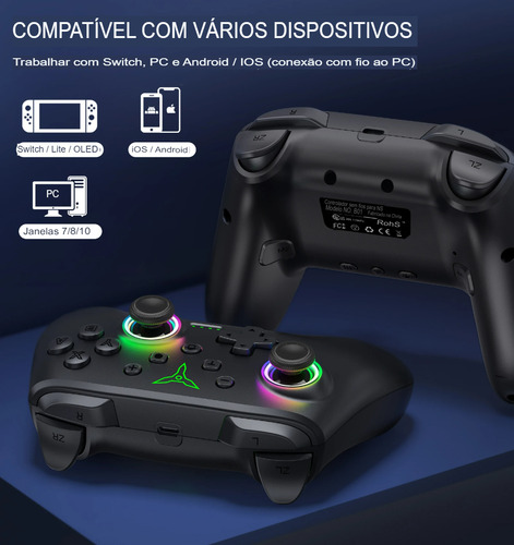 2 Controle Dinofire-controlador Sem Fio Bluetooth Rgb