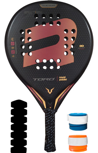 Paleta Royal Padel - Toro Black + 2 Cubre + Protector