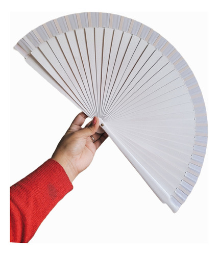 Abanico De Madera De Abedul Lisos En Colores 23cm Color Blanco Liso