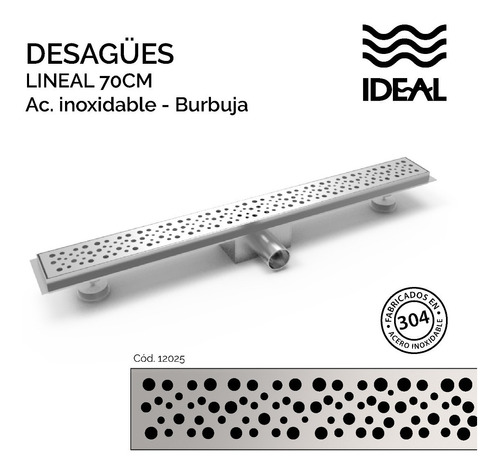 Desagüe Lineal De 70 Cm Burbuja De Acero Inoxidable Ideal