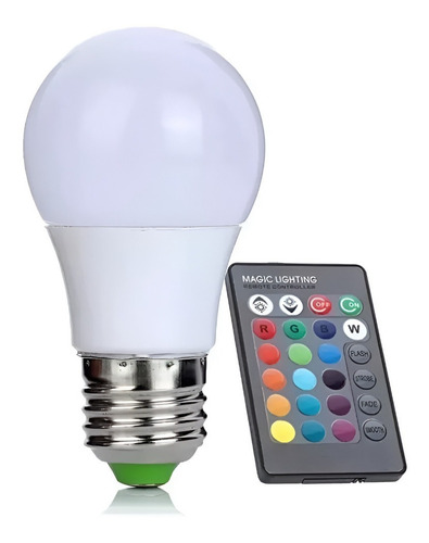 Lámpara Led Rgb 16 Colores Regulable Con Control Remoto 3w