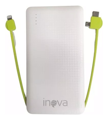 Cargador Portátil De Batería10000mah Con Cable Interio Inova Cor Branco