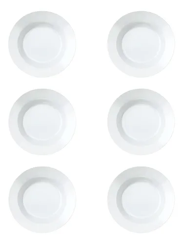 Jogo De Pratos Fundos 6 Peças Branco Duralex Opaline Vidro 23cm
