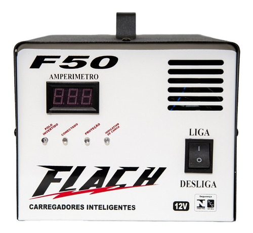 Carregador De Bateria 50a 12v Aux. Partida Bivolt F50 Flach