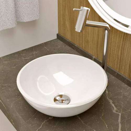 Brovália Cuba Redonda Mármore Sintético para banheiro lavabo 35cm