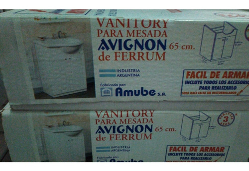 Imagen 2 de 6 de Vanitory Amube 8817 P/ Bacha Avignon 65cm Ferrum Blanco Pie
