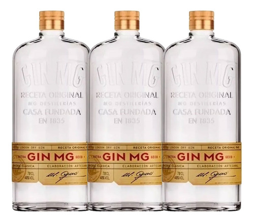 Gin Importado Mg 3 Botellas X700cc London Dry Importado