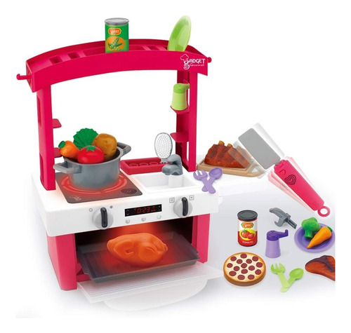 Cocina De Juguete Eléctrica Grande Infantil 28 Piezas Color Multicolor