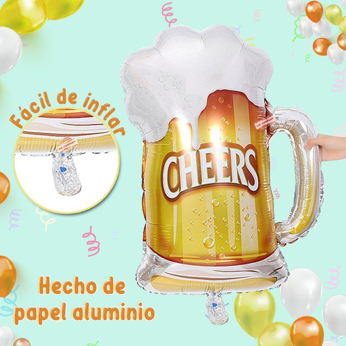Globo Metalico Cerveza Tarro Cumpleaños Festejo