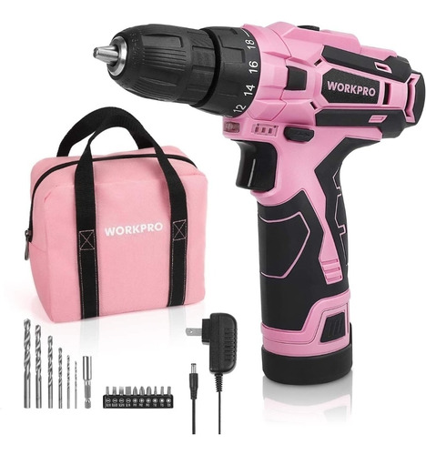 Taladro Portátil De Mano Rosado Mujer Con Mechas Bolso Y Mas