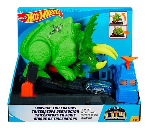 Hot Wheels Pista Autos Smashin Triceratops Gbf97 Mattel