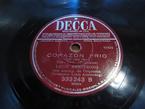 Pasta Louis Armstrong Decca 81685 81684 333243 C51