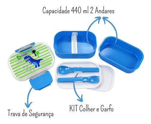 Imagem 3 de 6 de Vasilha Infantil Marmita Lanche Criança Escolar Divisórias.