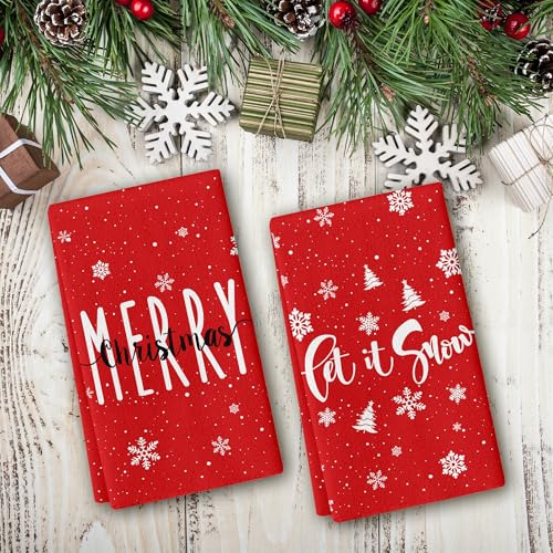 Juego De 2 Toallas De Mano De Feliz Navidad, Déjalo Nevar To