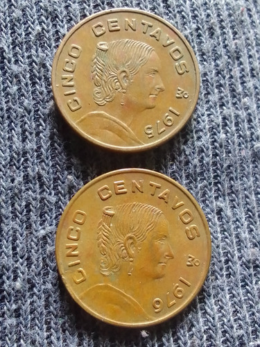 Monedas Cinco Centavos Josefitas,año 1975 Y 1976.