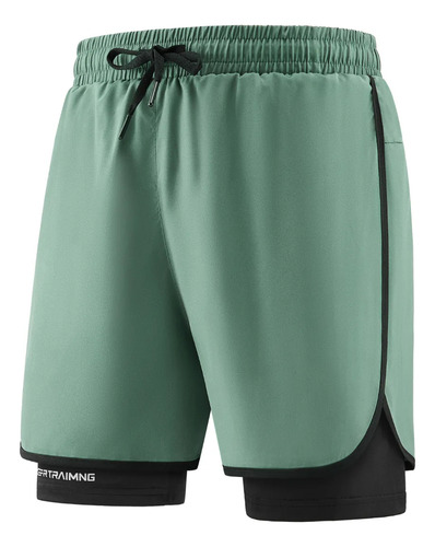 Gimnasio Short Con Licra Deportiva 2 En 1 Hombre Correr