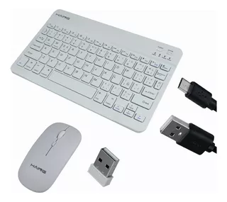 Kit Teclado Mouse Bluetooth Para iPhone Android Inalámbrico Color del teclado Blanco