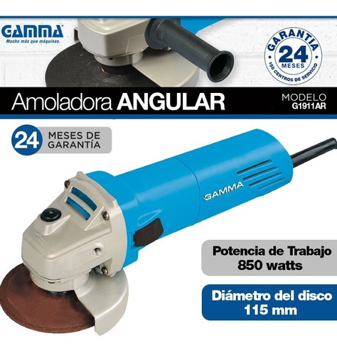 Amoladora Angular Gamma G1911ar 4 1/2 115 Mm 850 Watts