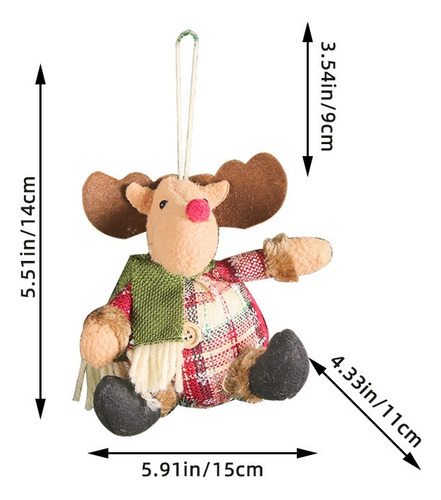 3 Colgante De Muñeca De Botón De Tela A Cuadros Navideños
