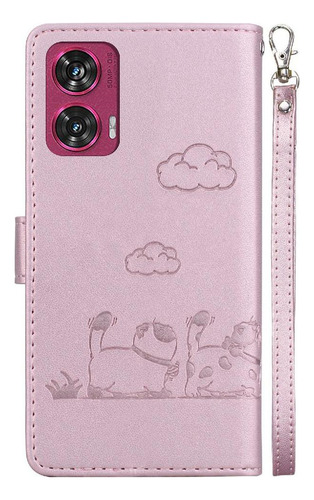 Funda Abatible Para Motorola Edge 50 Cartera De Cuero Cat