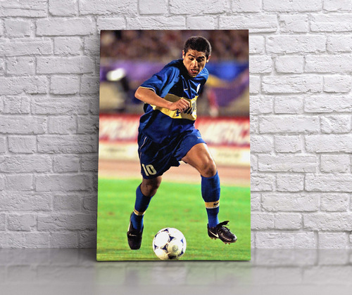 Cuadro Juan Román Riquelme Boca Canvas Con Bastidor 60x40 Cm