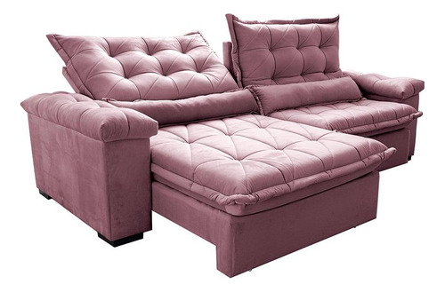 Sofá Retrátil 2,75m Cama Inbox Big Fresh. Com Softgel d40 Cor Rose