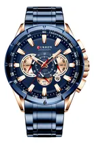 Comprar Reloj Curren 8363 De Cuarzo Con Correa De Acero Inoxidable Correa Azul Oscuro Bisel Azul Oscuro Fondo Azul Oscuro