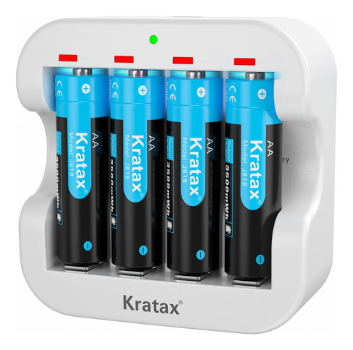 Kratax Bateras De Litio Aa Recargables De 3500 Mwh, Batera A