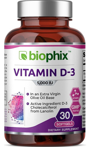Vitamina D3 5000 Iu Biophix - Unid - Unidad a $6302
