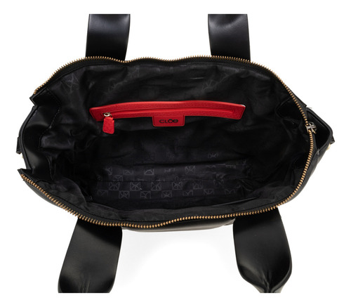 Bolsa Tote Cloe Para Mujer Diseño Acolchado Con Parche Color Negro