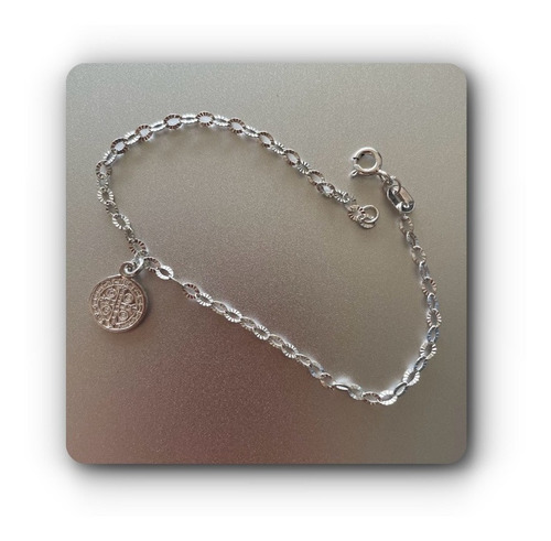 Pulsera Protección San Benito En Plata Ley 925 Solida