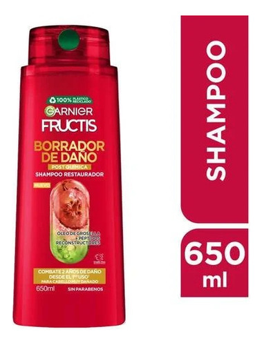 Shampoo Borrador De Daño Post Química Fructis Garnier 650ml