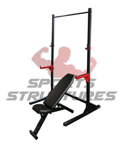 Jaula Rack Para Sentadillas + Banco Multifuncional Gym