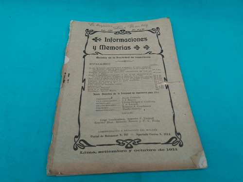 Mercurio Peruano: Revista Memoria Soc. Ingenieros  1911 L18
