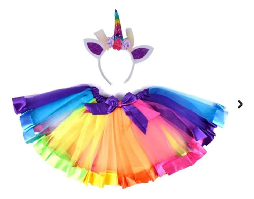 Disfraz Unicornio Niñas Falda Tutu. Vestido Y Cintillo Brte