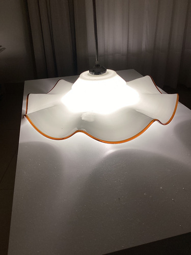 Antigua Lampara Colgante Cristal Murano Opalina 55cm Dmetro Blanco Y Marrón (Usado)