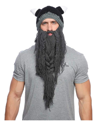 Bonaweite Adulto Divertido Punto Vikingo Barba Gorro Cuerno 