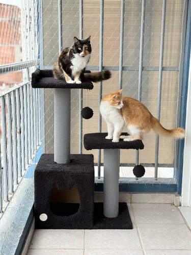 Rascador Gimnasio Para Gatos 3 Niveles Flor Gris Y Beish