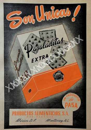 Cartel De Galletas Pasa (productos Alimenticios S.a) 1950 22