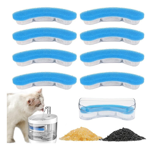  Pack 8 Filtros Fuente Agua Bebedero Gatos Perro