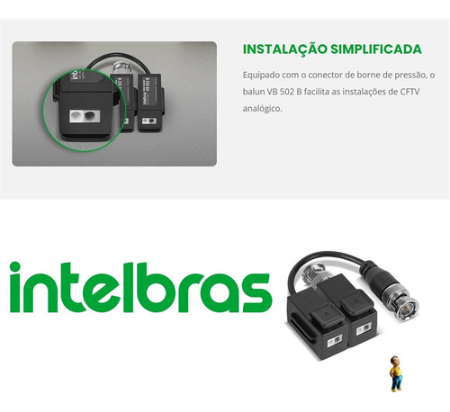 Imagem 4 de 4 de Vb 502 B Balun Passivo Com Transmissão De Vídeo - Intelbras