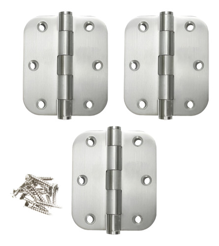 Kit 12 Dobradiças Inox Esc 3.1/2x3 Canto Redondo Reforçada