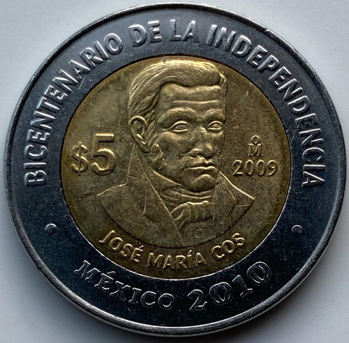 Mex19197 México 5 Pesos José María Cos 2009 Xf Ayff