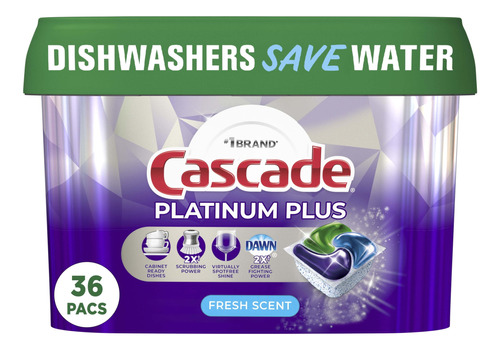 Cascade Platinum Pods, Detergente Para Lavavajillas 36